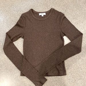 Agolde NWOT long sleeve ribbed tee, XS, olive green brown